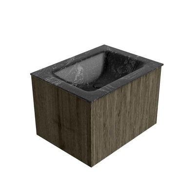 Mondiaz KURVE-DLUX Badkamermeubelset - 60x46x40cm - 1 lade - wastafel solid surface - midden - 1 kraangat - Shadow