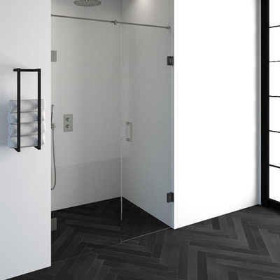 BRAUER Void nisdeur 2-delig helder glas 130x200 omkeerbaar met draaideur 60 aan muur incl. glascoating PVD RVS-kleurig