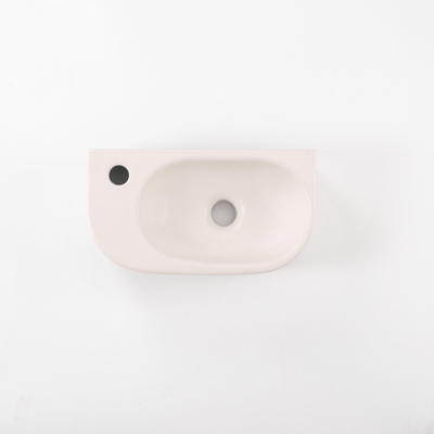 QeramiQ Pure Fontein - 40x22x12cm - glad - halfrond - kraangat links - keramiek - linnen