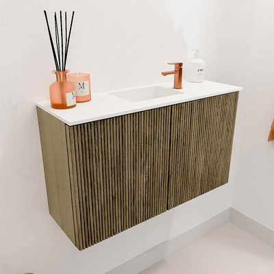 Mondiaz JOYA 70cm toiletmeubel - kleur Dusk - Wastafel FAYE positie Midden 1 kraangat kleur Talc.