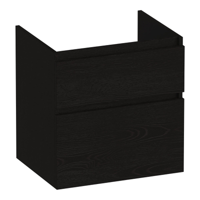 BRAUER Delight wastafelonderkast - 60x46x60cm - 2 softclose lades - greeploos - 1 sifon uitsparing - Timber Black