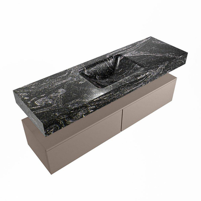 Mondiaz ALAN-DLUX Ensemble de meuble - 150cm - meuble Smoke mat - 2 tiroirs - Lavabo Cloud Lava suspendu - vasque Centre - 0 trous de robinet