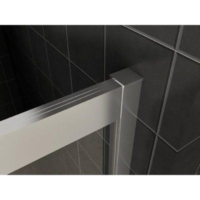 Wiesbaden Puerta porte de niche avec 1 porte coulissante 1000 x 2000 x 8 mm verre clair nano/chrome
