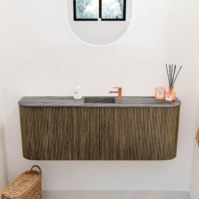 Mondiaz JOYA-DLUX 113.2cm toiletmeubel - ronding links en rechts kleur Dusk - Wastafel FAYE positie Midden 1 kraangat kleur Sombra.