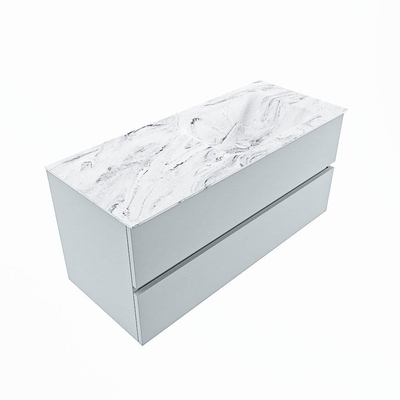 Mondiaz VICA-DLUX Ensemble de meuble de salle de bain - 110cm - meuble sous-vasque argile - 2 tiroirs - lavabo encastré nuage droite - 1 trou de robinet - version haute 60cm - glace