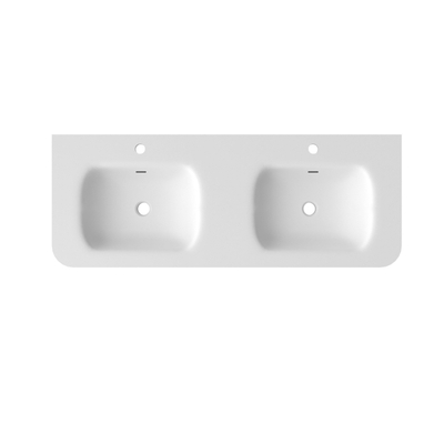 Royal Plaza Terra Vasque pour meuble - 121x46x1.2cm - 2 vasques - 2 trous de robinet - solid surface - coins arrondis - blanc mat