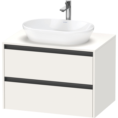 Duravit Ketho.2 Wastafelonderbouwkast - inclusief consoleplaat - met 2 laden - 80x55x56.8cm - met handgrepen antraciet - wit supermat