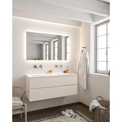 Mondiaz VICA ensemble de meuble de salle de bain - 120cm - meuble sous-vasque lin - 2 tiroirs - lavabo nuage double - sans trou de robinet version XL 60cm de haut