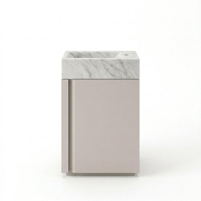 Saniclass Chaci Ensemble lave-mains - 40x65cm - 1 porte - 1 trou de robinet - droite - lave-mains pierre naturelle marbre - cotton mat (beige)