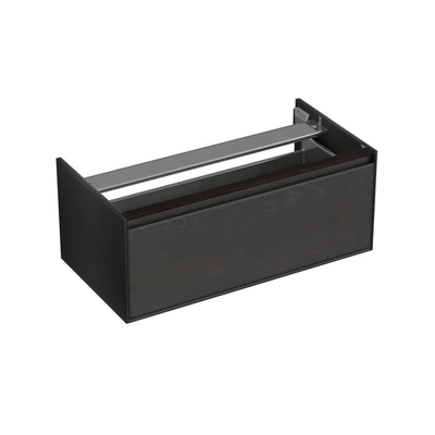 Forzalaqua Reno 2.0 meuble sous-lavabo 100x51x40cm avec 1 tiroir sans poignée à fermeture douce Chêne massif Black oiled