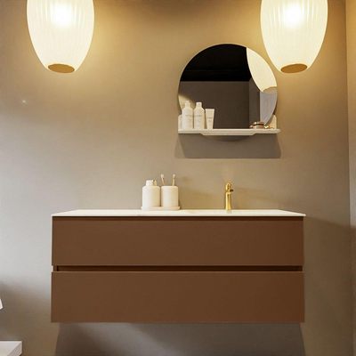 Mondiaz VICA-DLUX Ensemble de meuble de salle de bain - 120cm - meuble sous-vasque repos - 2 tiroirs - lavabo encastré cloud droite - 1 trou de robinet - version haute de 60cm - opalo