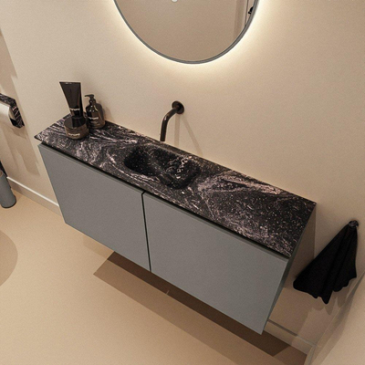 MONDIAZ TURE-DLUX 100cm toiletmeubel Smoke. EDEN wastafel Lava positie midden. Zonder kraangat.