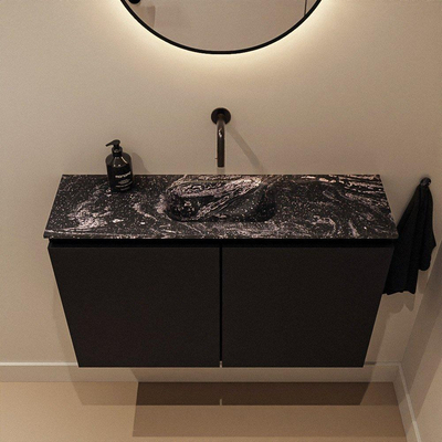 MONDIAZ TURE-DLUX Meuble WC 80cm Urban. EDEN lavabo Lava position centrale. Sans trou de robinet.