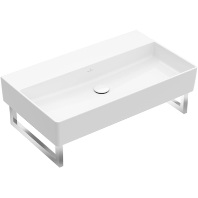 Villeroy & Boch memento 2.0 wastafel - voor handdoekhouders - 80x47cm - zonder overloop - zonder kraangat - White Alpine (glans wit)