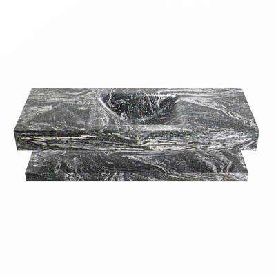 MONDIAZ ALAN - DLUX Badkamermeubelset - 120cm - planchet - Lava - vrijhangende wastafel - wasbak midden - 0 kraangaten - Lava