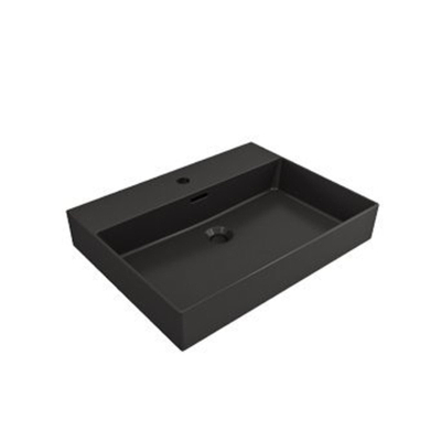 Saniclass Legend Meuble-lavabo - 60x47x13 cm - avec trop-plein - 1 vasque - 1 trou pour robinet - céramique - noir mat