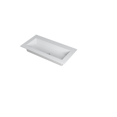 Ink kraft lavabo 140x1x45cm 2 trous pour robinetterie 1 évier polystone blanc mat