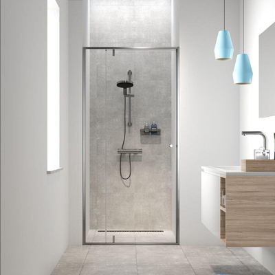Sealskin Contour porte pivotante pour niche 100 cm, 200 cm de haut, inox, verre de sécurité clair 6 mm