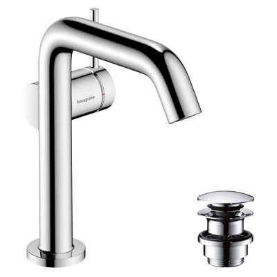 Hansgrohe Tecturis s 1 greeps wastafelkraan - 150 Fine - coolstart - met PushOpen - waste set - hoogglans chroom