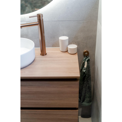 Ink meuble sous lavabo 100x52x45cm 2 tiroirs sans poignée tourniquet en bois chêne pur