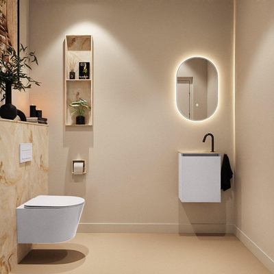 MONDIAZ TURE-DLUX meuble de toilettes 40 cm Cale. EDEN lavabo Frappe position gauche. Avec 1 trou de robinet.