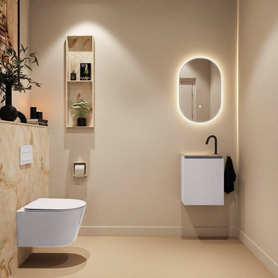 MONDIAZ TURE-DLUX Meuble toilette - 40cm - Cale - EDEN - vasque Frappe - position gauche - 1 trou de robinet