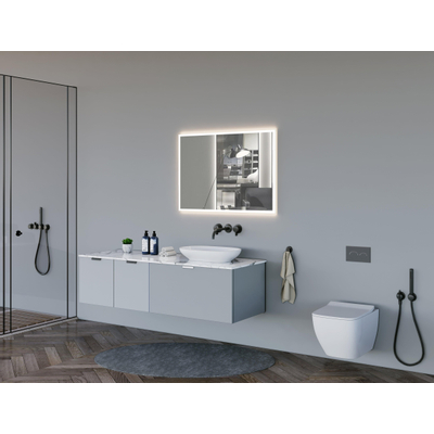 Adema Oblong miroir 80x70cm incluant des lampes à led dimmables avec chauffage du miroir avec interrupteur à écran tactile