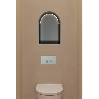Hotbath &MORE Inbouwbox of inbouwnis Toogmodel - 30x45x10 - met LED - IP44 - PVD - geborsteld gunmetal (antraciet)
