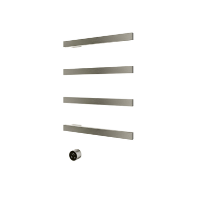 Hotbath &MORE Handdoekradiator - 50x76cm - vierkant - 4 stangen - horizontaal - met schakelaar - geborsteld nikkel (RVS)