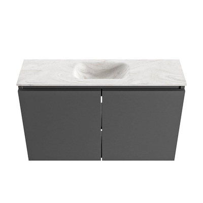 MONDIAZ TURE-DLUX 80cm toiletmeubel Dark Grey. EDEN wastafel Ostra positie midden. Met 1 kraangat.