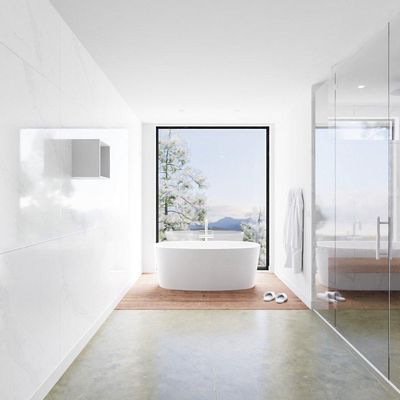 MONDIAZ Lagom Badkamernis 30cm inbouw opbouw Solid surface Talc SHOWROOMMODEL