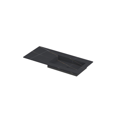 INK Post wastafel - 100x45x1cm - 1 wasbak rechts - 0 kraangaten - keramiek Lauren black mat