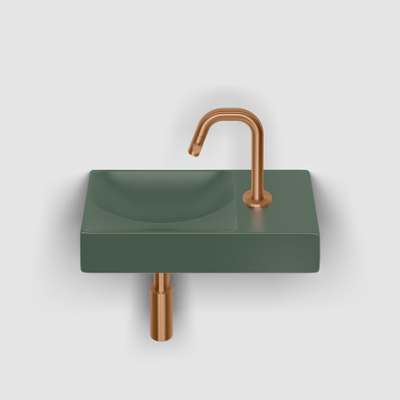 Clou Vale lave-mains 38 cm + robinet à droite vert pin mat céramique