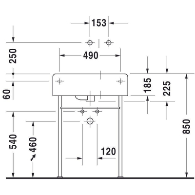Duravit Variations Scola wastafel bak rechts - 61.5x46cm - met kraangat - glans wit