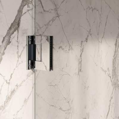 BRAUER Void Carving Nisdeur - 2-delig - 140x200cm - 70cm draaideur aan muur - glascoating - omkeerbaar - helder glas - Chroom