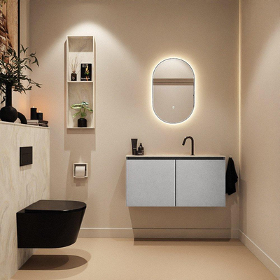 MONDIAZ TURE-DLUX Meuble de WC 100cm Plata. EDEN lavabo Ostra position milieu. Avec 1 trou de robinet.