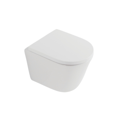 QeramiQ Dely Toiletset - 36.3x51.7cm - diepspoel - rimless - Geberit UP320 burda inbouwreservoir - softclose toilet zitting 35 mm - glans witte bedieningsplaat - rechthoekige knoppen - mat wit