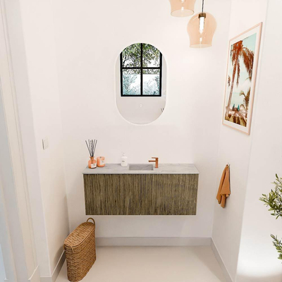 Mondiaz JOYA-DLUX 100cm meuble de salle de bains - couleur Dusk - Vasque FAYE position Milieu 1 trou de robinet couleur Glace.