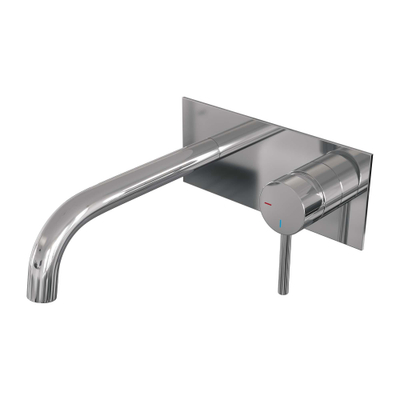 BRAUER Chrome Edition Wastafelmengkraan inbouw - gebogen uitloop links - hendel lang smal - inclusief inbouwdeel - afdekplaat - model A 1 - chroom