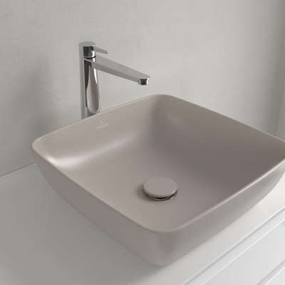 Villeroy & Boch Artis opzetwastafel - 41cm vierkant - zonder kraangat CeramicPlus - almond (beige)