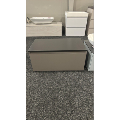 INK Wastafelonderkast - 80x45x35cm - 1 lade - greeploos -- MDF lak taupe mat -met topblad antraciet-licht beschadigd OUTLET UDEN