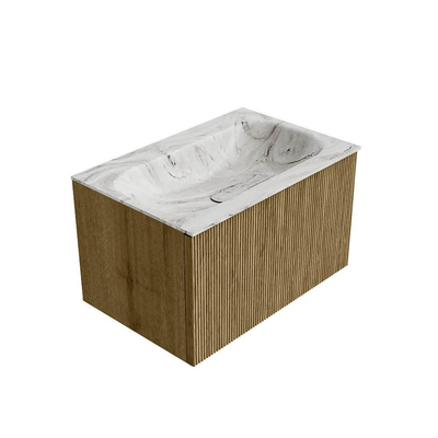 Mondiaz KURVE-DLUX Badkamermeubelset - 70x46x40cm - 1 lade - wastafel solid surface - midden - zonder kraangat - Dusk