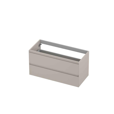 INK Wastafelonderkast - 100x45x52cm - 2 lades - greeploos - MDF lak - Mat kasjmier grijs