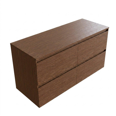 Saniclass Holz Pure Ensemble de meubles de salle de bains - 120x45x62cm - plan de travail en bois - sans trou de robinet - 4 tiroirs - noyer pure mat (bois)