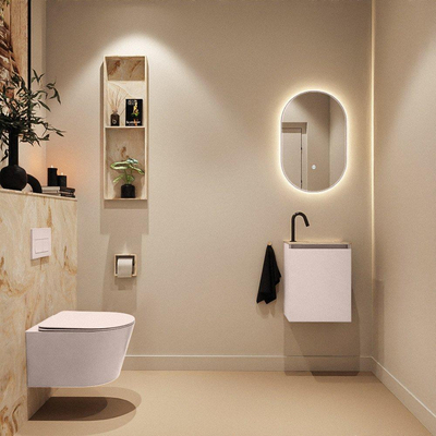 MONDIAZ TURE-DLUX 40cm toiletmeubel Rosee. EDEN wastafel Frappe positie rechts. Met 1 kraangat.
