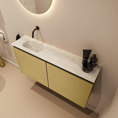 MONDIAZ TURE-DLUX 100cm toiletmeubel Oro. EDEN wastafel Ostra positie links. Zonder kraangat.