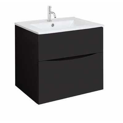 Crosswater Glide II Wastafelonderkast - 60x45x52cm - 2 lades - greeploos - mat zwart