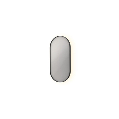 INK SP21 spiegel – ovaal – 40x80 cm – indirecte LED – spiegelverwarming – Zwart mat