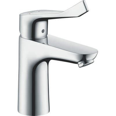 Hansgrohe Focus Care wastafelkraan - met ComfortZone - 100 met verlengde greep - 12.1cm - ecosmart - met waste - hoogglans chroom