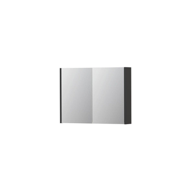 INK SPK1 Spiegelkast - 80x14x60cm - 2 deuren - dubbelzijdige Spiegel - schakelaar en stopcontact - MDF lak wit hoogglans